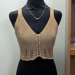 Stylish Brown Knit Crop Top